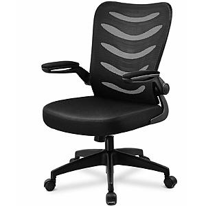 COMHOMA Mid Back Mesh Office Chair Ergonomic Swivel Black Mesh Computer Chair Flip-Up Arms for $53.99 + Free Shipping