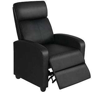 Easyfashion Recliner Chair Modern Sofa with Soft-Cushioned Seat, Black $118.06 + Free Shipping