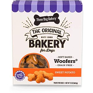 13oz Three Dog Bakery Soft Baked Woofers Dog Treats (Sweet Potato) $3