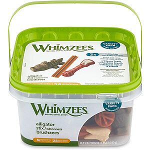 28-Count Whimzees Variety Pack Dental Dog Treats (Medium) $6.80 w/ Subscribe & Save