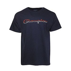 Champion Extra 30% Off Sale: Men's Split Script Logo Short Sleeve Jersey Tee $9.10, Women's Infinity Stripe Sports Bra $14 & More + Free Shipping