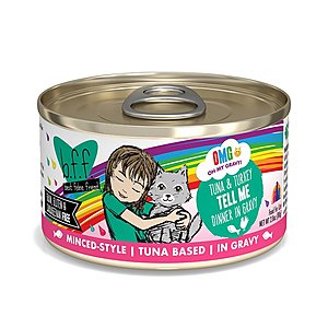 12-Pack Weruva BFF OMG Tell Me! Tuna & Turkey Flavor Wet Canned Cat Food (2.8-Oz each) $5.70 or less w/ Autoship + F/S $49+ or w/ Amazon Prime