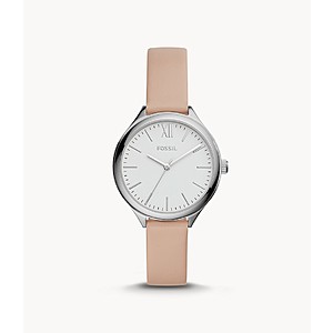 Fossil Up to 70% Off Sale: Women's Suitor Three-Hand Pink Leather Watch $29.70 & More + Free S/H