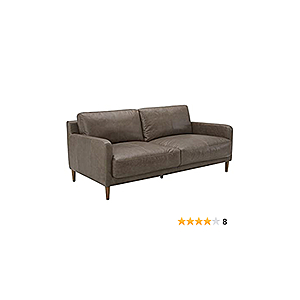 Amazon Brand – Rivet Modern Deep Leather Sofa Couch with Wood Feet, Gray - $402.72