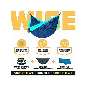 Wise Owl Outfitters Hammock Camping + Net + Rain fly $30.99