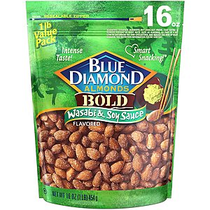 16-Oz Blue Diamond Almonds (Bold Wasabi & Soy Sauce) $4.49 + Free Shipping w/ Prime or on $25+