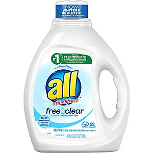 88-Oz all Liquid Laundry Detergent (Free Clear) $4.90