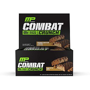 12-Count 2.22-Oz MusclePharm Combat Crunch Protein Bar (Peanut Butter Lovers) $9.10 w/ Subscribe & Save