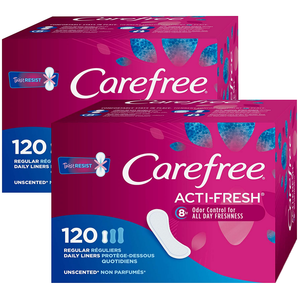 120-Count Carefree Acti-Fresh Pantiliners (Regular) 2 for $3.38 ($1.69 each) + Free Store Pickup at Walgreens