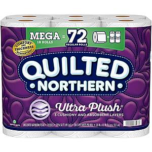 *Back in Stock* 18-Ct Quilted Northern Ultra Plush 3-Ply Mega Roll Toilet Paper $12.73 w/ S&S + Free Shipping w/ Prime or on $25+