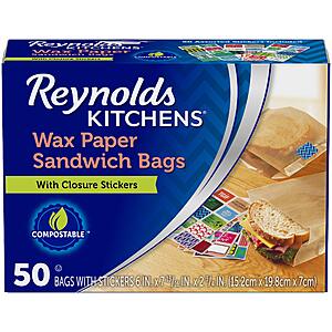 50-Ct Reynolds Kitchen Wax Paper Sandwich and Snack Bags $2.60 & More w/ S&S
