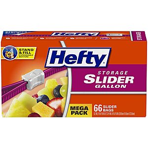 66-Count Hefty Slider Storage Bags (Gallon) $4.89 w/ S&S + Free Shipping w/ Prime or on $25+