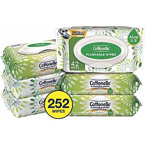 6-Pack 42-Ct Cottonelle GentlePlus Flushable Wipes w/ Aloe & Vitamin E $7.85 w/ S&S + Free S/H