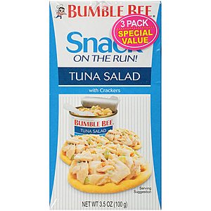 3-Pack 3.4-Oz Bumble Bee Snack On The Run! Tuna Salad with Crackers $2.52 w/ S&S + Free Shipping w/ Prime or on $25+