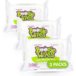 3-Pack 30-Ct Boogie Wipes Saline Nose Wipes (Unscented) $6.90 w/ S&S + Free Shipping w/ Prime or $25+
