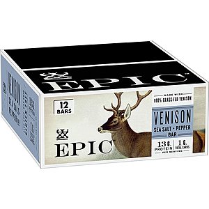 12-Pack 1.5-Oz EPIC Venison Sea Salt & Pepper Bars $14.90 w/ S&S + Free S&H