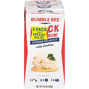 3-Pack 3.5-Oz Bumble Bee Snack on the Run! Chicken Salad Kit w/ Crackers $2.67 + Free Shipping w/ Prime or on $25+