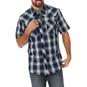Wrangler Men's Apparel: Short Sleeve Woven Western Shirt (various) $9, Heavyweight Sherpa-Lined Shirt Jacket (various) $13 & More + FS w/ Walmart+ or FS on $35+