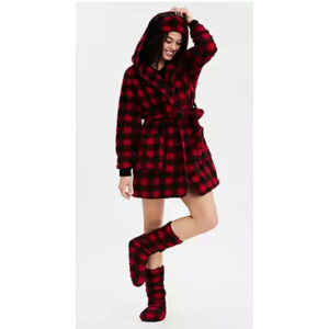 Sherpa Women's Lounge Wear: Fuzzy Sherpa Robe (red or brown) $12, Fuzzy Sherpa Sleep Romper (various) $13.50 & More + Free Shoprunner Shipping on $25+