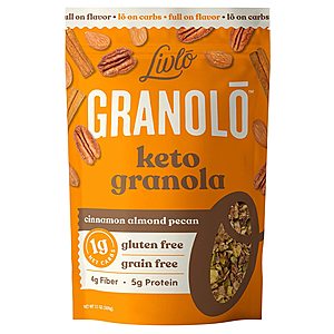 Livlo Keto Nut Granola Cereal - 1g Net Carbs - Cinnamon Almond Pecan, 11oz  $7.91 @ Amazon