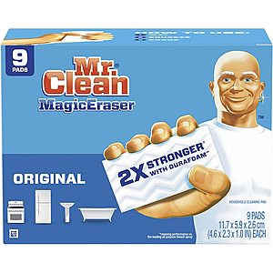 9-Ct Mr. Clean Magic Eraser Cleaning Pads w/ Durafoam (Original) $4.55 w/ S&S + Free Shipping w/ Prime or on $25+