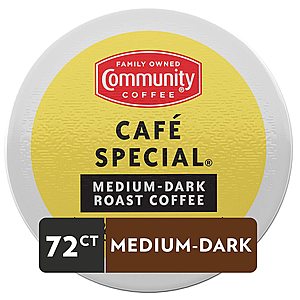 72-Ct Community Coffee Single-Serve K-Cup Coffee Pods (Medium Dark Roast, Dark Roast) $22.50 w/ S&S + Free Shipping w/ Prime or on $25+