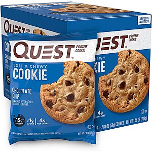 12-Count 2.08-Oz Quest Nutrition Protein Cookies (Chocolate Chip) $12.95 w/ S&S + Free Shipping w/ Prime or on $25+