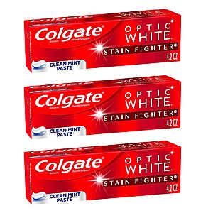 Select Accounts: 4.2oz Colgate Optic White Stain Fighter Whitening Toothpaste (Mint) 3 for $5.45 w/ Subscribe & Save