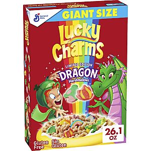 26.1-Oz Lucky Charms Giant Size Cereal w/ Dragon Marshmallows $3.75 w/ S&S + Free Shipping w/ Prime or on $35+