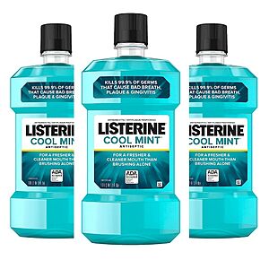 1-L Listerine Antiseptic Mouthwashes (Cool Mint) 3 for $12 w/ S&S + Free Shipping w/ Prime or on $35+