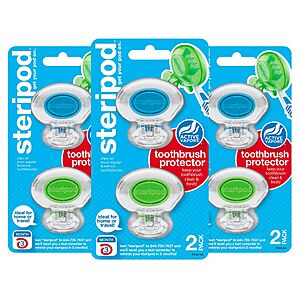 2-Pack Steripod Clip-On Toothbrush Protector (Clear Green and Clear Blue) 3 for $11.79 ($3.93 each) w/ S&S + Free Shipping w/ Prime or on $35+