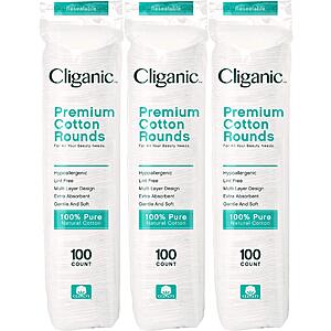 300-Count Cliganic Premium Cotton Rounds $5.60 w/ Subscribe & Save