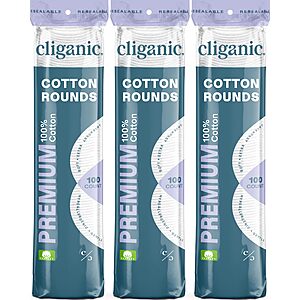 300-Count Cliganic Premium Cotton Rounds $5.60 w. S&S + Free Shipping w/ Prime or on $35+