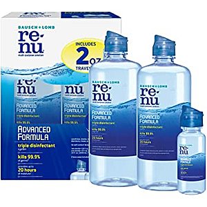 2-Pack 16-Oz Bausch + Lomb ReNu Contact Lens Solution w/ 2-Oz Travel Size Bottle $12 + Free Shipping w/ Prime or on $25+