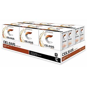CELSIUS Sparkling Cola Fitness Drink, ZERO Sugar, 12oz. Slim Can 4-Packs, 24 Cans Total $16.87