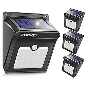 4-Pack Zookki 28-LED Wireless Motion Sensor Outdoor Solar Lights - $12 - FS with Prime
