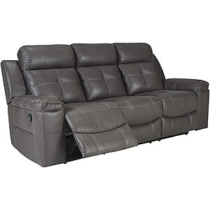 Dead Now!  Sorry that went fast.  - Signature Design by Ashley Jesolo Modern Faux Leather Manual Pull Tab Double Reclining Sofa, Dark Gray $599.00