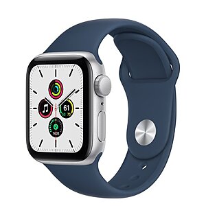 Apple Watch SE 44mm GPS Smartwatch w/ Aluminium Case (Silver Case, Blue Band) $229 + Free Shipping