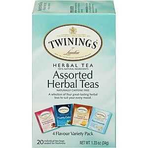 6-Pack 20-Count (120 Total) Twinings of London Assorted Herbal Tea Bags $10.22 w/ S&S + Free Shipping w/ Prime or $25+