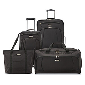 4-Piece American Tourister Riverbend Softside Luggage Set (Black, Teal Blue) $56 + Free Shipping