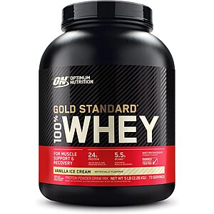 Select Accounts: 5-Lb Optimum Nutrition Gold Standard 100% Whey Protein Powder (Vanilla Ice Cream $44.70, 10-Lb $77.56) & More w/ S&S + Free Shipping