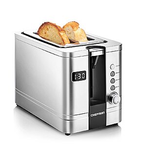 2-Slice Chefman Digital Pop-Up Toaster w/ Removable Crumb Tray (Stainless Steel) $13.89 + Free Shipping w/ Prime or on $35+
