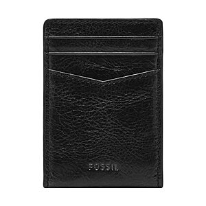 Fossil Men's Andrew Card Case Leather Wallet w/ Money Clip Front (Black) $12 & More + Free Shipping w/ Prime or on $35+