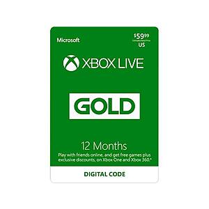 Xbox Gold Live: 12 Month Membership US Registered Account Only (Digital Code) $50 at Newegg