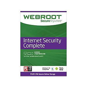 Webroot Internet Security Complete + Antivirus  - 5 Devices 1 Year Subscription - Download $20AC@Newegg