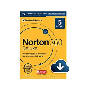 Norton 360 Deluxe Antivirus Software w/ Auto Renewal, Download, 5 Devices @newegg $19.99