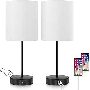 Set of 2 Touch Control Dimmable Desk Lamp w/ 2 USB Ports $33 + Free Shipping