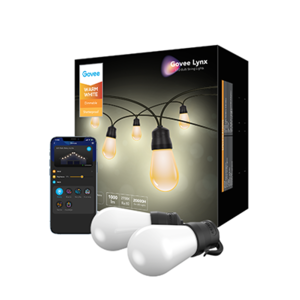 Govee 48ft Patio Lights w/ Bluetooth App Control, IP65 Waterproof Shatterproof w/ 15 Dimmable Warm White LED Bulbs $22.59 + Free Shipping w/ Prime or on $25+