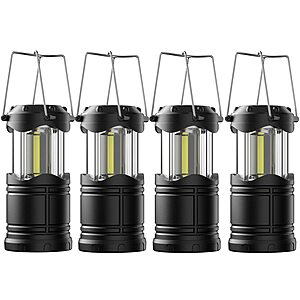 4-Pack Lichamp Battery Powered LED Camping Lanterns (Black) $11.50