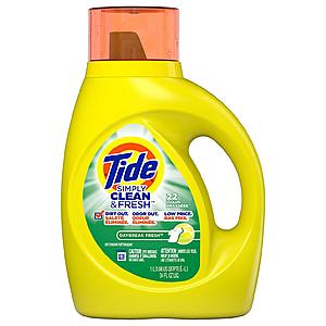 34oz Tide Simply Clean & Fresh Detergent $2 each + Free Shipping